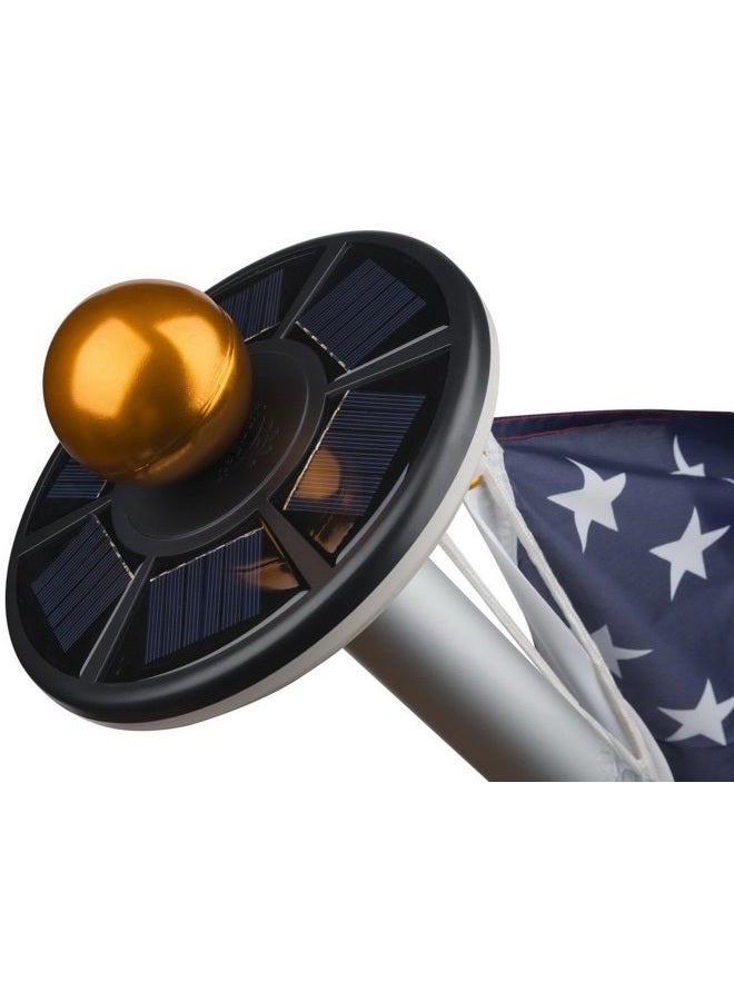 Sunnytech 2nd Generation Solar Flag Pole with 20LED Light, Brightest and Most Powerful, Stable and Long-Lasting, LED Downlight for 15 to 25 Ft In-Ground Flag Poles, Automatic, Black - Image 1