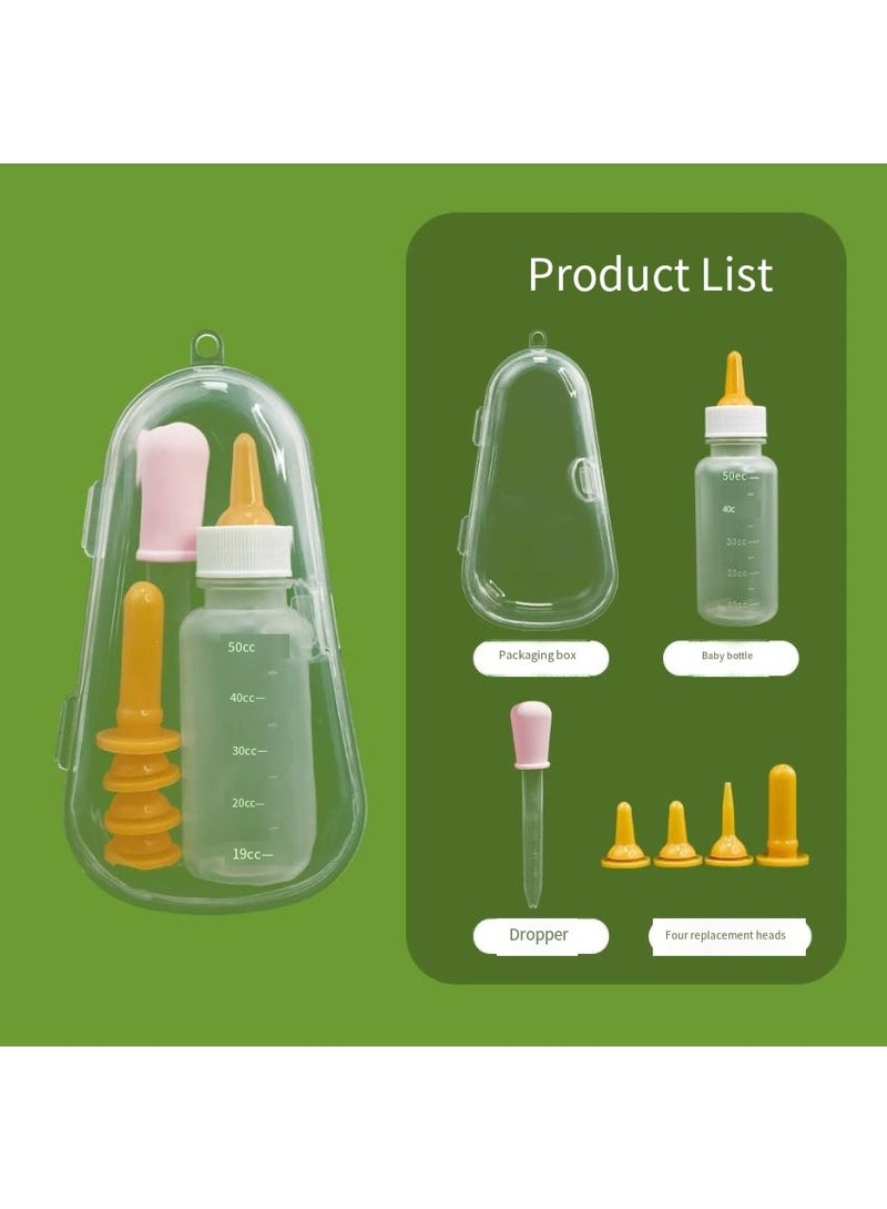 مجموعة تغذية الحيوانات الأليفة مع مزيج من الزجاجة والمحقنة، وحدة تغذية الأدوية للقطط الصغيرة والجراء لمنع الاختناق - Image 1