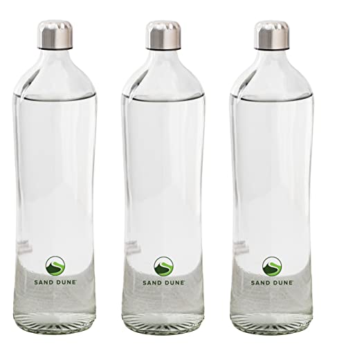 SAND DUNE Set of 3, 750 ml Each MCA Glass water bottle, with Leak-Proof Airtight Stainless-Steel Lid for Water, Smoothie, Juices - Reusable Travel Glass Drinking Fridge Bottles - Image 1