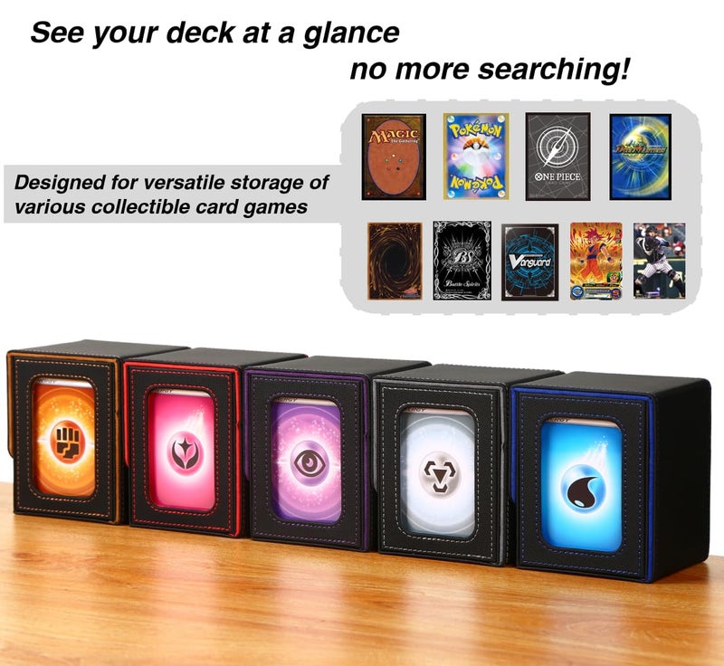 Venssu Mtg Deck Box For Commander Display Card Deck Box Fits 100 Double Sleeved Cards  Tcg Card Storage Box (White And Grey  1 Window) - Image 5