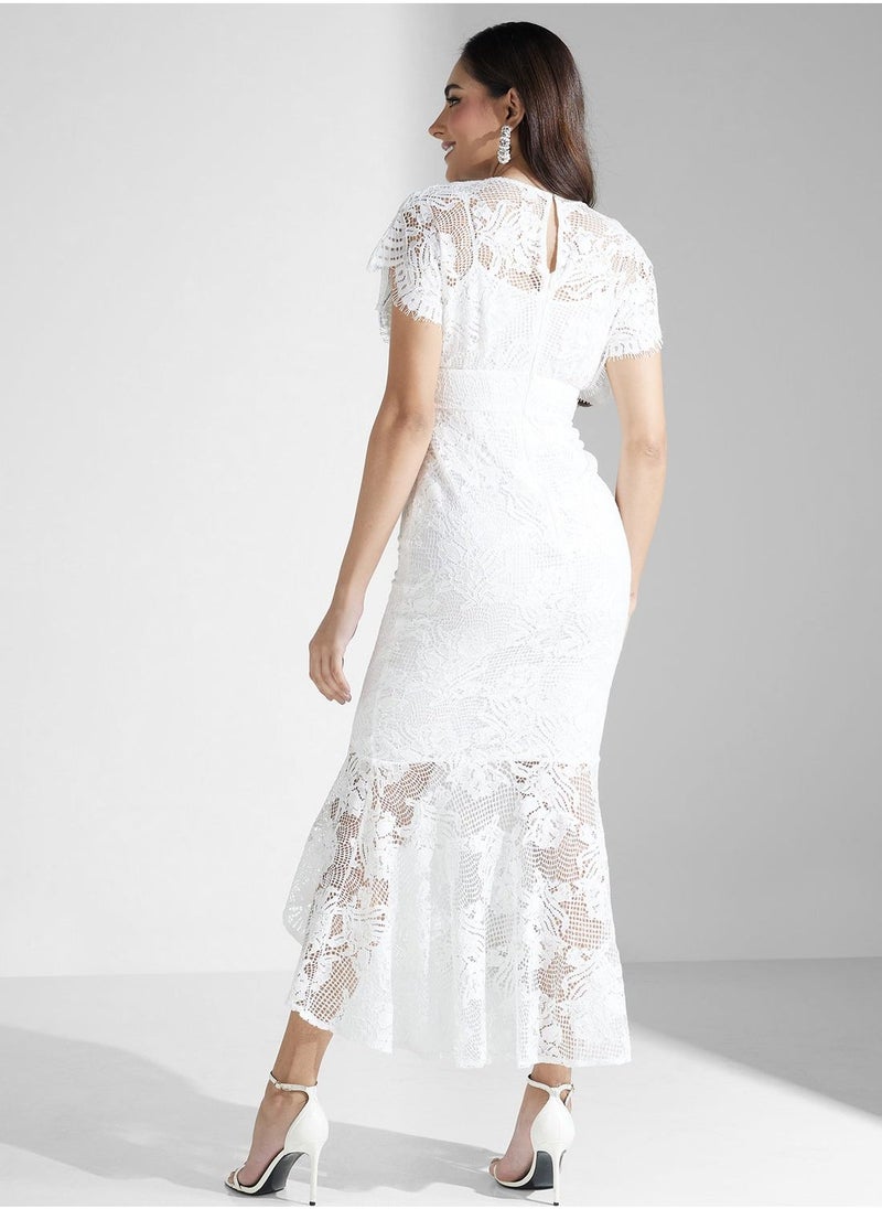 Frock and Frill Lace Flounce Hem Dress  - Image 3