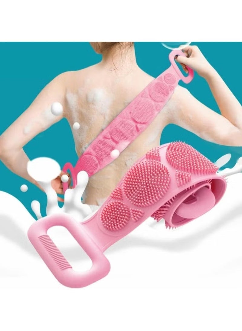 ELTRAZONE Silicone Body Scrubber Bath Towel Belt – 2-Sided Silicone Back Scrubber for Shower, Pink – Gentle Exfoliating & Massage Bath Tool for Clean, Smooth Skin - Image 5
