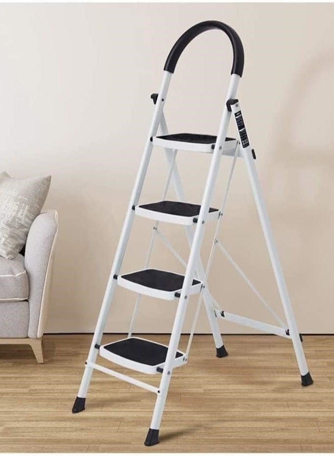 SUNRISE Folding 4 Step Ladder, Step Stool, Portable, Lightweight, Anti Slip Pedal, Handrail For Home Kitchen Office  - Image 1