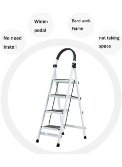 SUNRISE Folding 4 Step Ladder, Step Stool, Portable, Lightweight, Anti Slip Pedal, Handrail For Home Kitchen Office  - Image 3