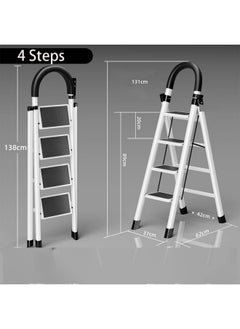 SUNRISE Folding 4 Step Ladder, Step Stool, Portable, Lightweight, Anti Slip Pedal, Handrail For Home Kitchen Office  - Image 2