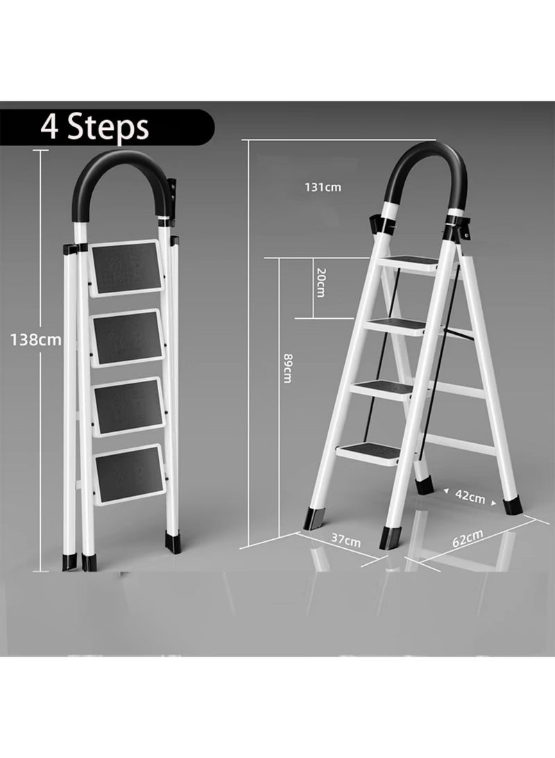 SUNRISE Folding 4 Step Ladder, Step Stool, Portable, Lightweight, Anti Slip Pedal, Handrail For Home Kitchen Office  - Image 2