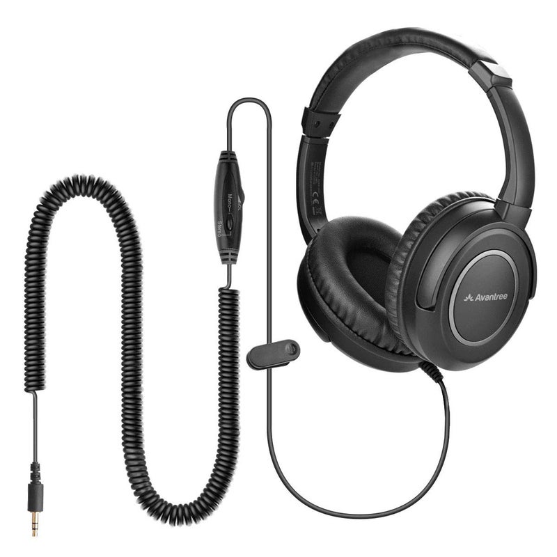 أفانتري Avantree HF039 - Long Coiled Cord Headphones for TV - Image 1