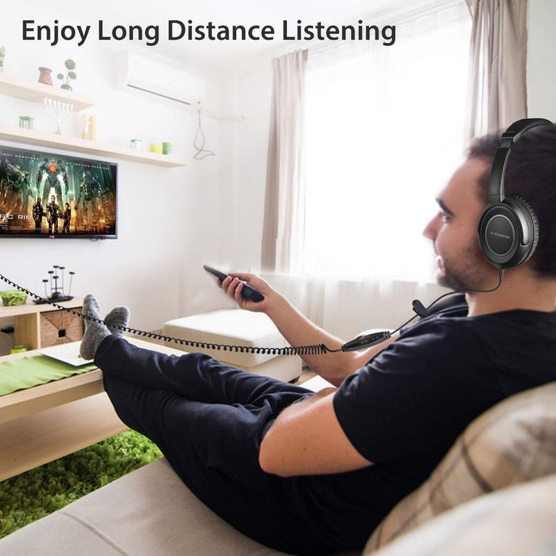 أفانتري Avantree HF039 - Long Coiled Cord Headphones for TV - Image 3