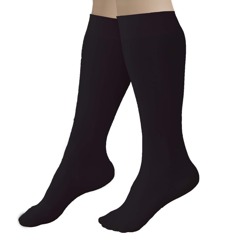 CRS Cross Figure Skating Socks (2 Pair) Premium Knee High Tights for Ice Skates, Footed Skate Sock, Ice Skating and Dance (Biellmann Black) - Image 2