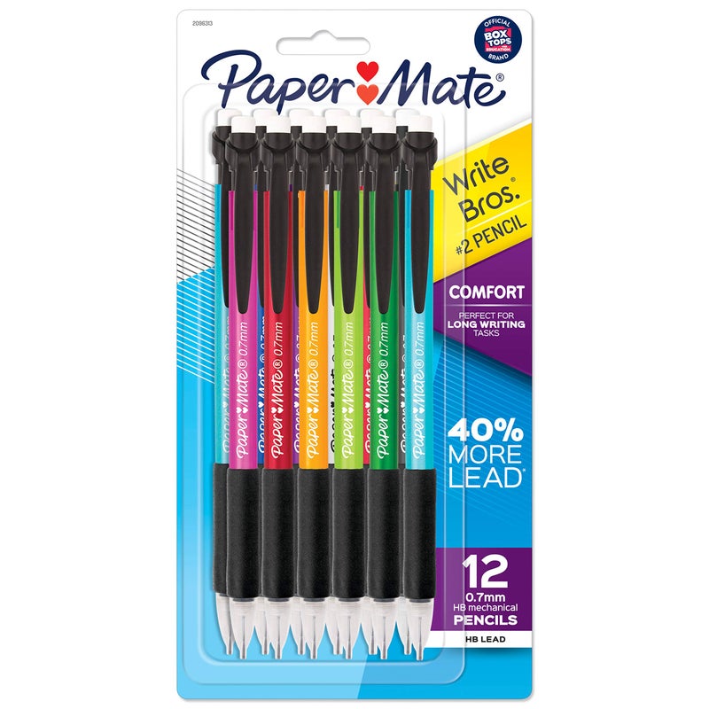 Paper Mate Mechanical Pencils, Write Bros. Comfort #2 Pencil with Comfort Grip, Great for Long Writing Tasks, 0.7mm, 12 Count - Image 1