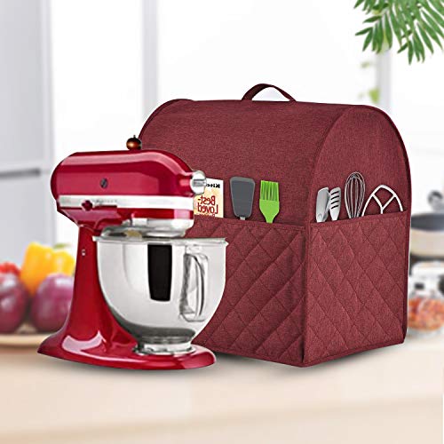 HOHUO Stand Mixer Dust-proof Cover for KitchenAid Mixer，Multi Pockets for Various Kitchen Appliance Accessories，Water-resistant，Easy Cleaning (Wine red, Fit for Tilt Head 4.5-5 Quart) - Image 4