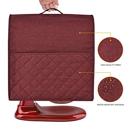 HOHUO Stand Mixer Dust-proof Cover for KitchenAid Mixer，Multi Pockets for Various Kitchen Appliance Accessories，Water-resistant，Easy Cleaning (Wine red, Fit for Tilt Head 4.5-5 Quart) - Image 2