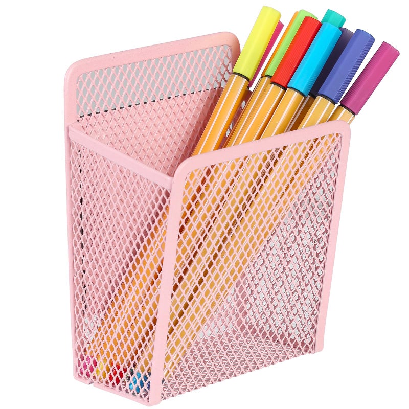 zeyce Magnetic Pencil Holder - Extra Strong Magnets Mesh Marker Holder Perfect for Whiteboard, Refrigerator and Locker Accessories (1 Pack Blush,Mesh, 1 Basket) - Image 1
