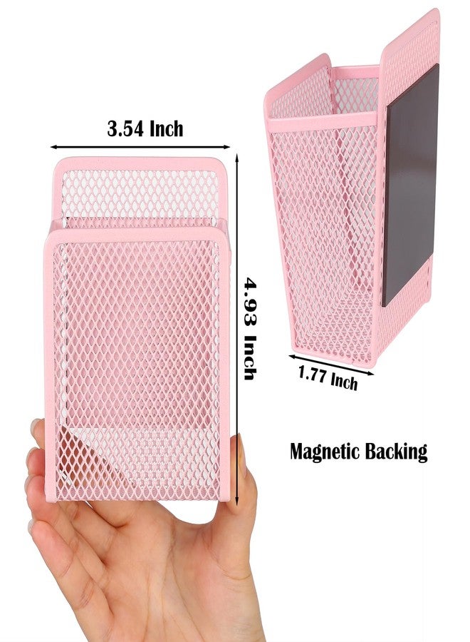 zeyce Magnetic Pencil Holder - Extra Strong Magnets Mesh Marker Holder Perfect for Whiteboard, Refrigerator and Locker Accessories (1 Pack Blush,Mesh, 1 Basket) - Image 2