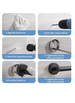 Excefore SUS 304 Stainless Steel Wall Mounted - Includes Bathroom Toilet Paper Holder, 2X Robe Towel Hooks Bathroom Accessories Kit（3 PCS ，Matte Black）  - Image 4
