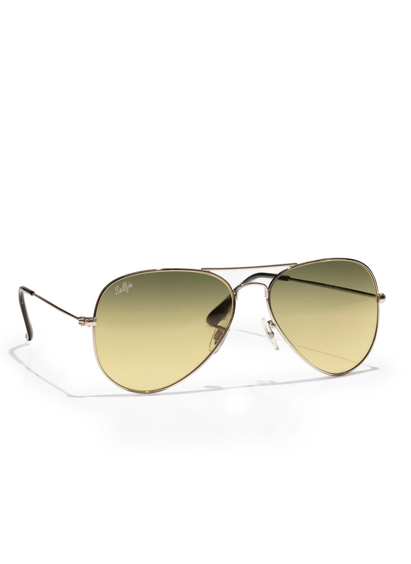 selfie Selfie Aviator Green Silver Metal Frame with  Sunglasses, SE3025-026  - Image 2