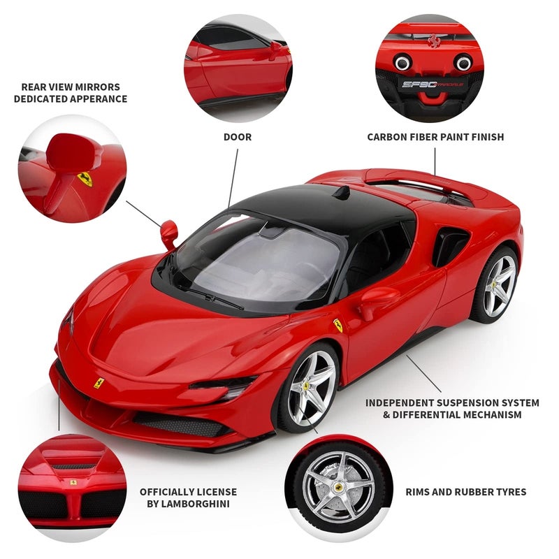 Rastar - Ferrari SF90 Stradale 1/18 Diecast Model with Remote Control - Red - 97500 - Image 4