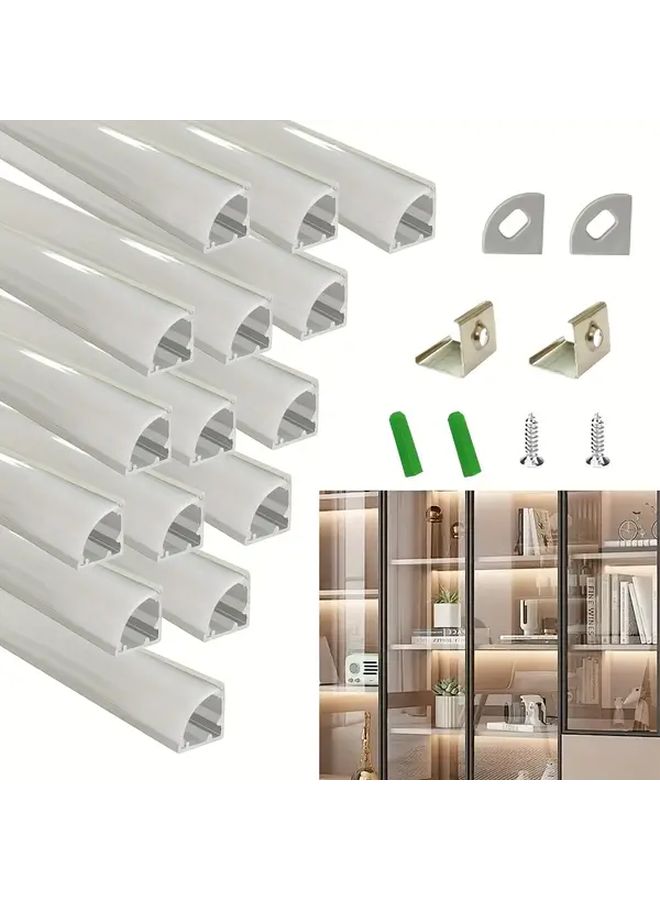 فضة ألومنيوم 15 قطعة 3.3 قدم نظام قناة LED مثلثي نحيف مع غطاء أبيض - Image 1