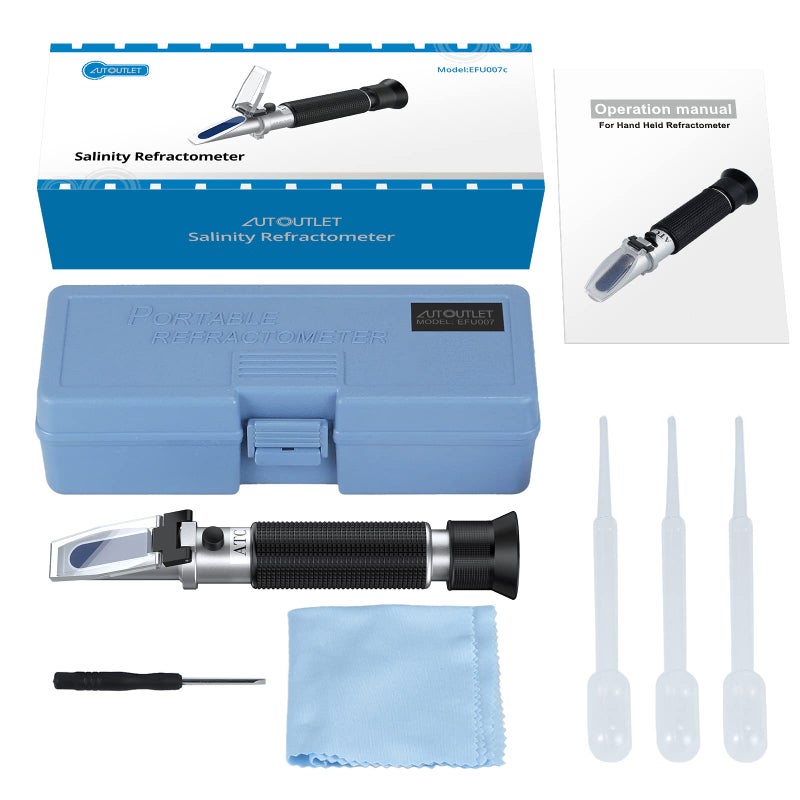AUTOUTLET Salinity Refractometer,Automatic Temperature Compensation Salt Water Tester Hydrometer 0-100ppt & 1.000-1.070 Specific Gravity ATC Refractometer for Sea Water Aquarium Tank, Marine Industry - Image 5
