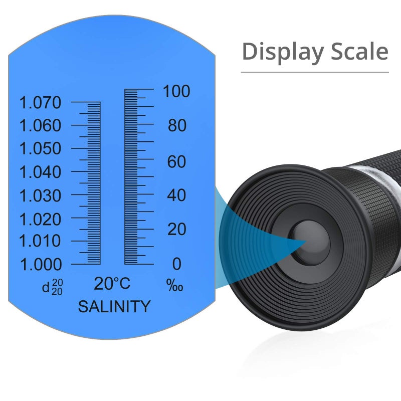 AUTOUTLET Salinity Refractometer,Automatic Temperature Compensation Salt Water Tester Hydrometer 0-100ppt & 1.000-1.070 Specific Gravity ATC Refractometer for Sea Water Aquarium Tank, Marine Industry - Image 4