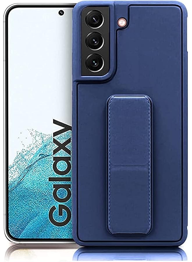 اس-توب جراب رفيع من الجلد الصناعي من السيليكون مع حزام معصم معزز لحماية هاتف Samsung Galaxy S20 Fe 5G باللون الأزرق الداكن