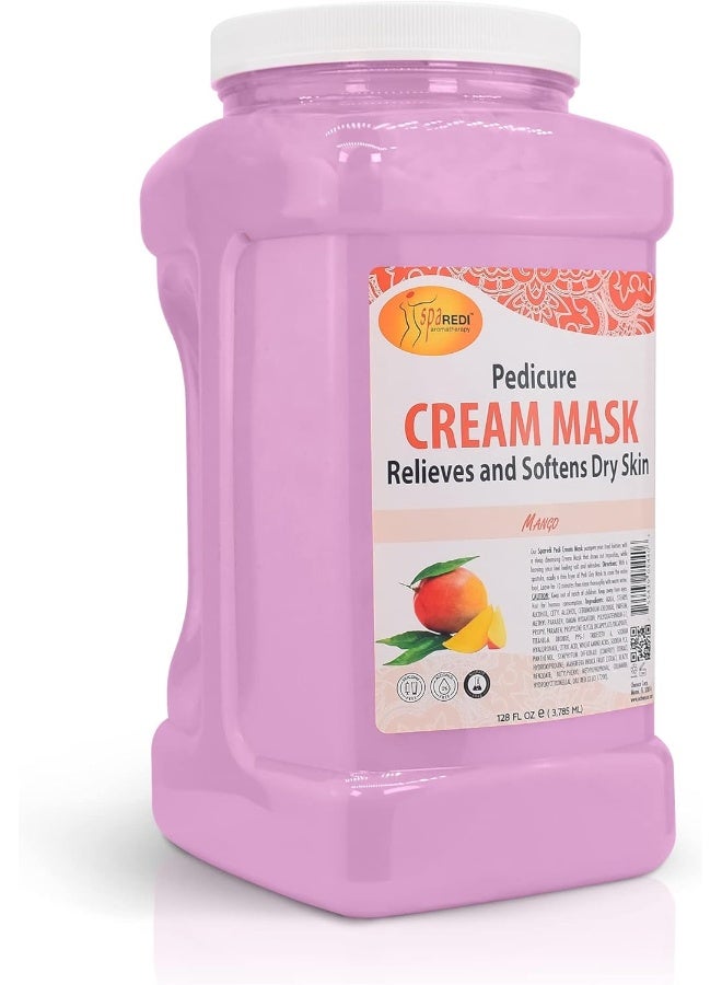 spa REDI Body and Foot Cream Mask - Pedicure Massage for Tired Feet and Body, Hydrating, Fresh Skin - Infused with Hyaluronic Acid, Amino Acids, Panthenol, Comfrey Extract (Mango, 1 Gallon) - Image 1