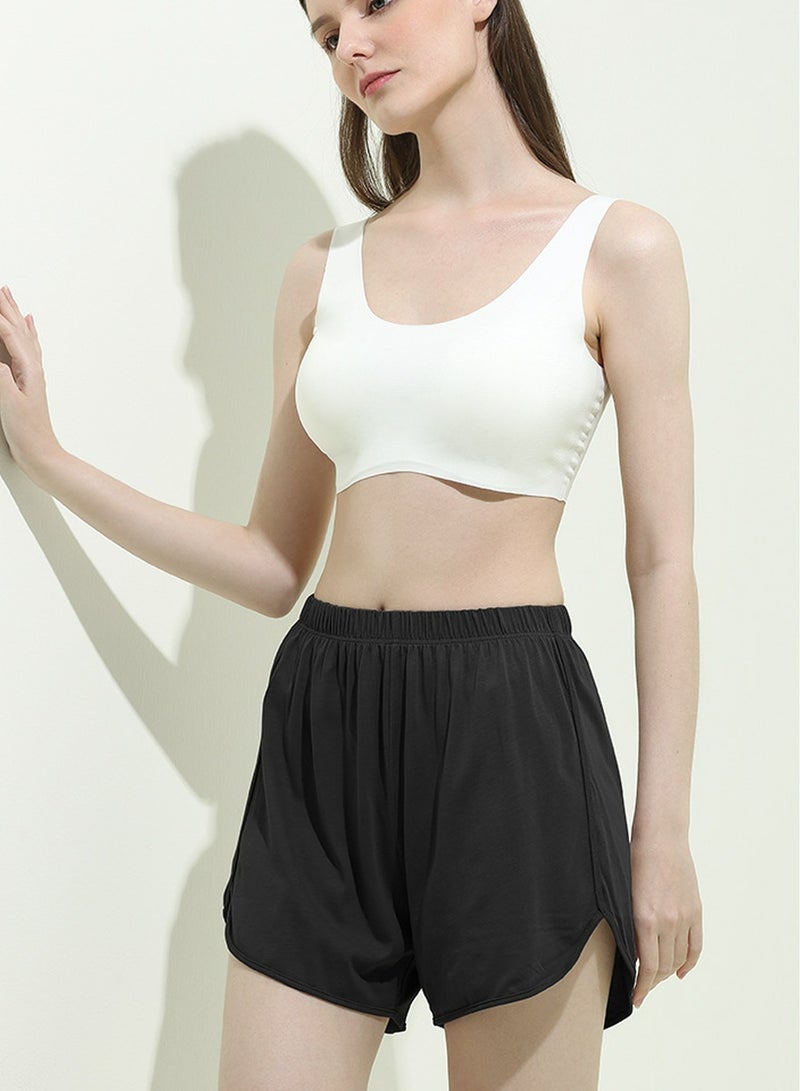 Loquat Women's Skin-Friendly Pajamas Shorts Loose Bottoms Sleep Pants Loungewear Black  - Image 1