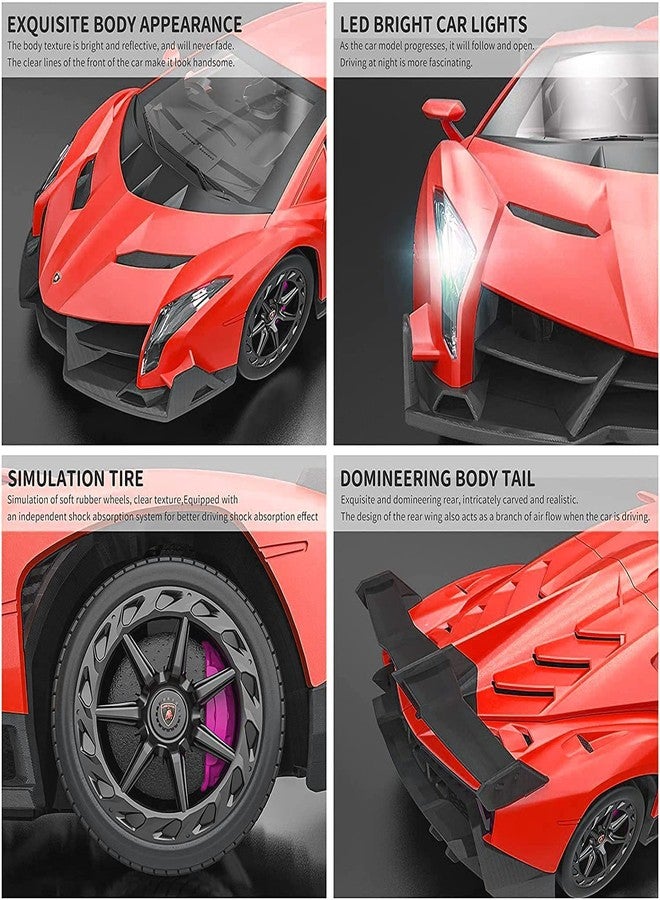 LAFALA Remote Control Car RC Cars Racing Car 1:18 Licensed Toy RC Car Compatible with Lamborghini Model Vehicle for Boys 6,7,8 Years Old Halloween, red - Image 2