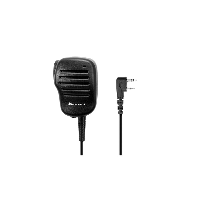 Midland® BA4 Handheld/Wearable Speaker Microphone with Push-to-Talk for Business Two-Way Radios, Black