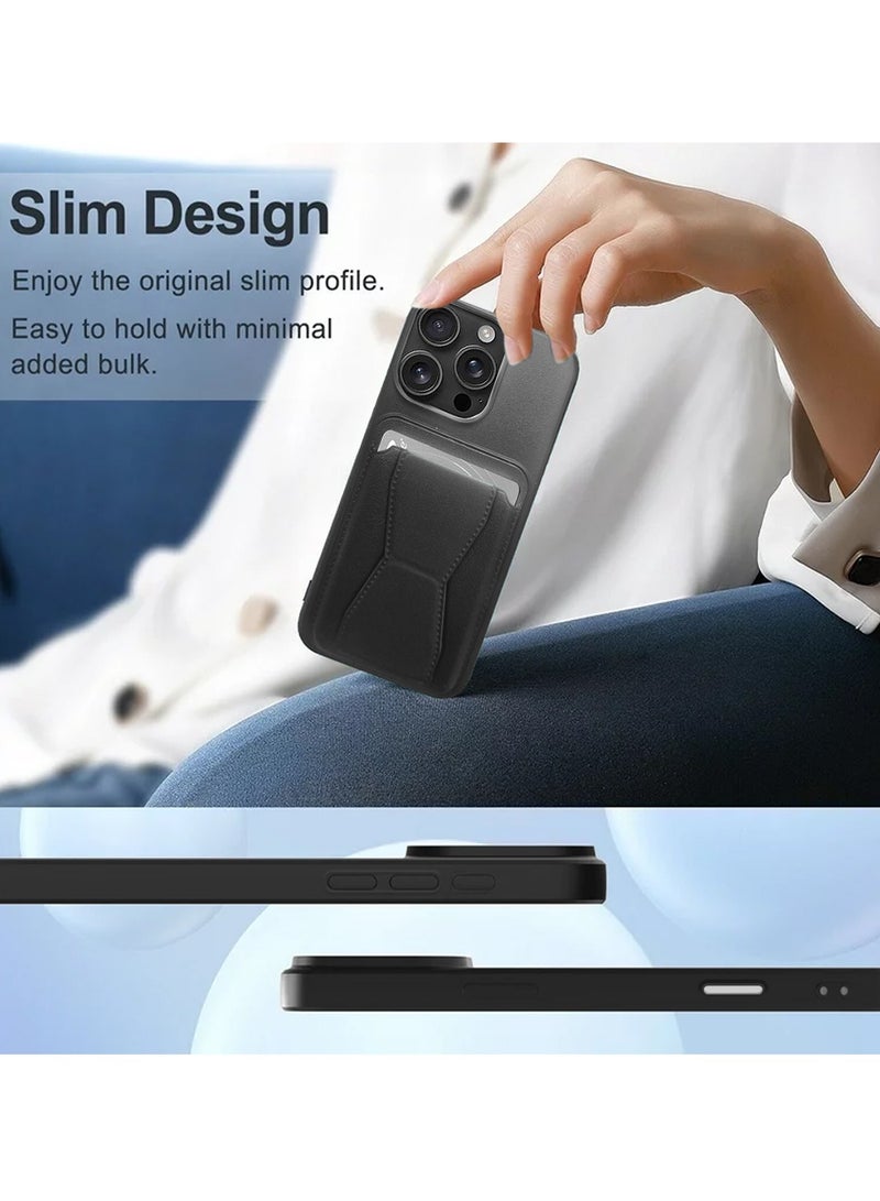 دبليو تيك ابل ايفون 16 برو ماكس 2024 حامل بطاقات سيليكون TPU مع غطاء غطاء مقبض اليد - أسود - Image 4