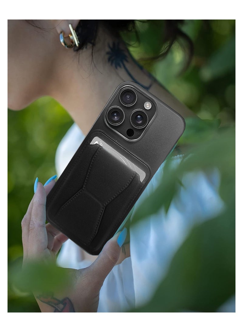 دبليو تيك ابل ايفون 16 برو ماكس 2024 حامل بطاقات سيليكون TPU مع غطاء غطاء مقبض اليد - أسود - Image 5