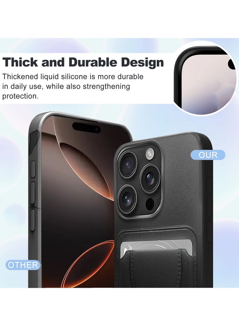 دبليو تيك ابل ايفون 16 برو ماكس 2024 حامل بطاقات سيليكون TPU مع غطاء غطاء مقبض اليد - أسود - Image 2