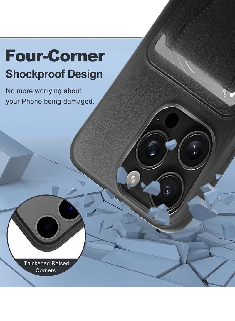 دبليو تيك ابل ايفون 16 برو ماكس 2024 حامل بطاقات سيليكون TPU مع غطاء غطاء مقبض اليد - أسود - Image 3