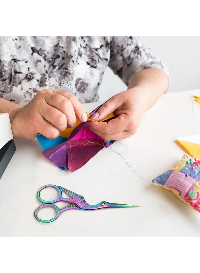 AYNEFY Sewing Crafting Scissors, Crane Shape Scissors Rainbow Stork Scissors Crane Scissors Stainless Steel Small Craft Scissors Diy Tools For Embroidery, Craft, Needle Work - Image 3