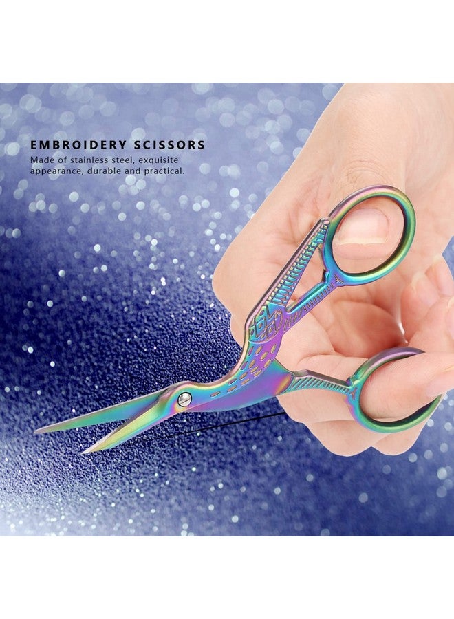 AYNEFY Sewing Crafting Scissors, Crane Shape Scissors Rainbow Stork Scissors Crane Scissors Stainless Steel Small Craft Scissors Diy Tools For Embroidery, Craft, Needle Work - Image 4