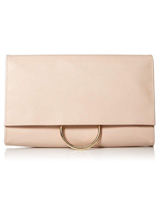 Jessica McClintock Womens Nora Solid Large Envelope Clutch With Ring Closure Nude One Size Us  - Image 1