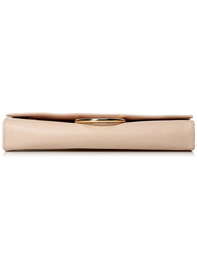 Jessica McClintock Womens Nora Solid Large Envelope Clutch With Ring Closure Nude One Size Us  - Image 4