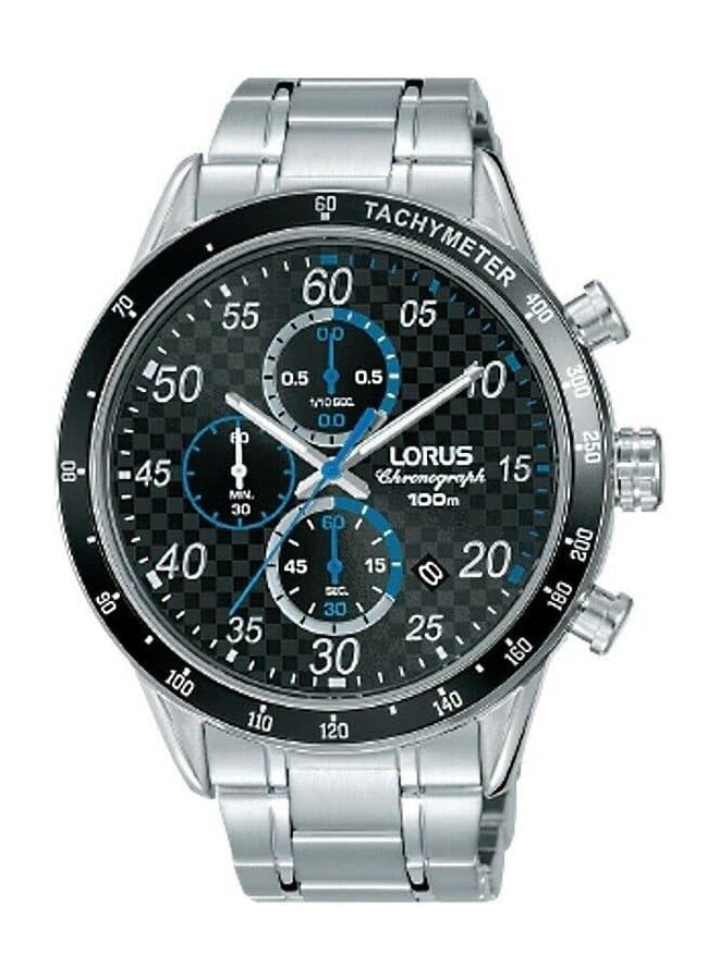 لوراس Rm333Ex9 ساعة رياضية كوارتز مقاومة للماء حتى عمق 100 متر كرونوغراف مقياس سرعة الدوران من الفولاذ المقاوم للصدأ بلمسة زرقاء وفضية وسوداء - Image 1