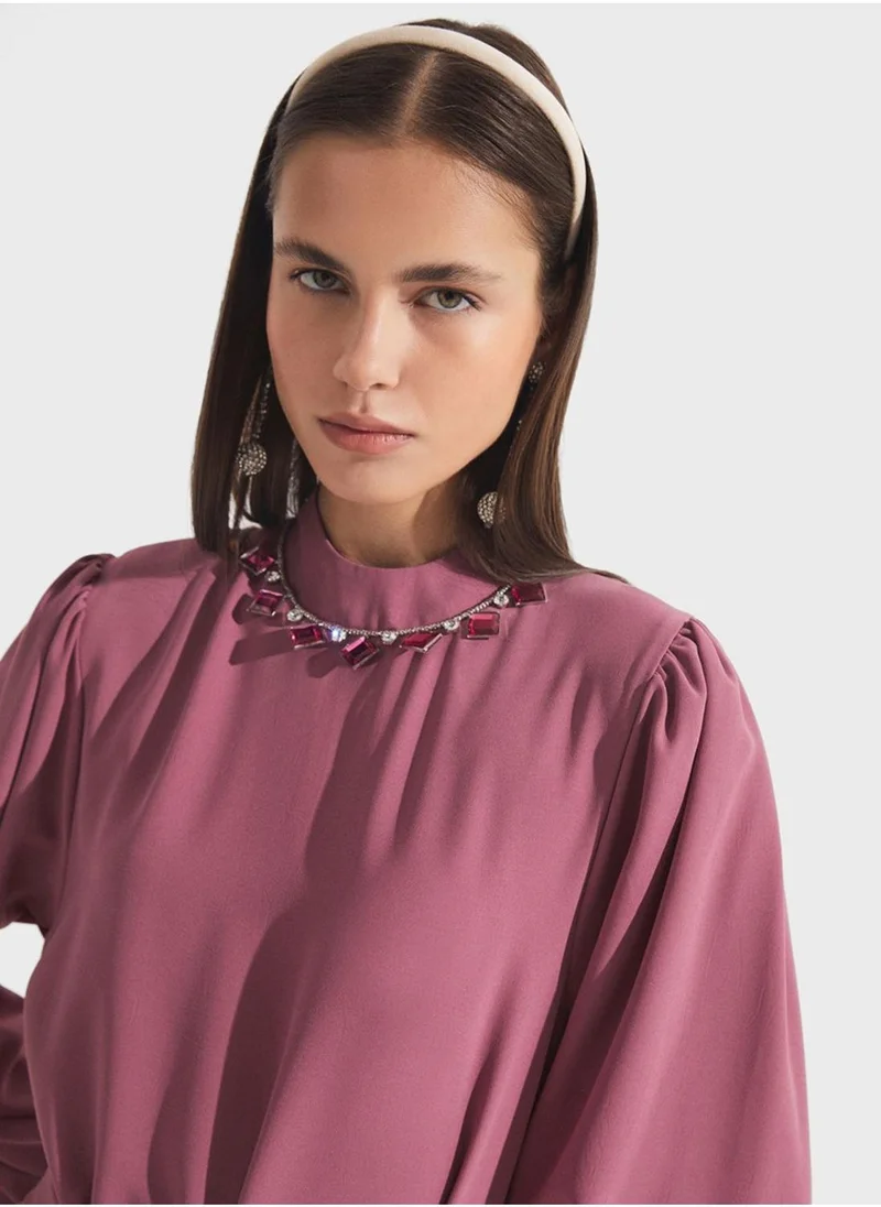 JUNE Tiered Belted Dress