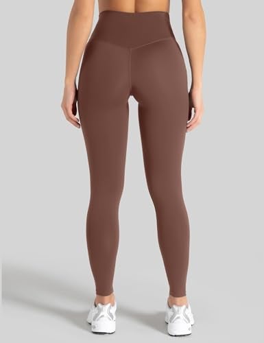 Unthewe Naked-Feel No Front Seam Leggings for Women - High Waisted Buttery Soft Workout Yoga Pants 25"(U810-Coffee Red-M) - Image 4