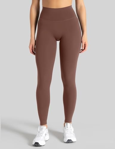 Unthewe Naked-Feel No Front Seam Leggings for Women - High Waisted Buttery Soft Workout Yoga Pants 25"(U810-Coffee Red-M) - Image 2
