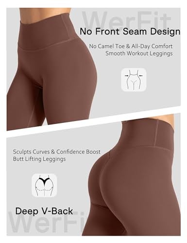Unthewe Naked-Feel No Front Seam Leggings for Women - High Waisted Buttery Soft Workout Yoga Pants 25"(U810-Coffee Red-M) - Image 5