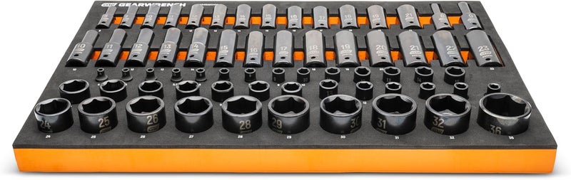 GEARWRENCH 66 Piece 14 38 12 Drive 6 Point Metric Impact Socket Set in Foam Storage Tray  GWMSISKMM - Image 4