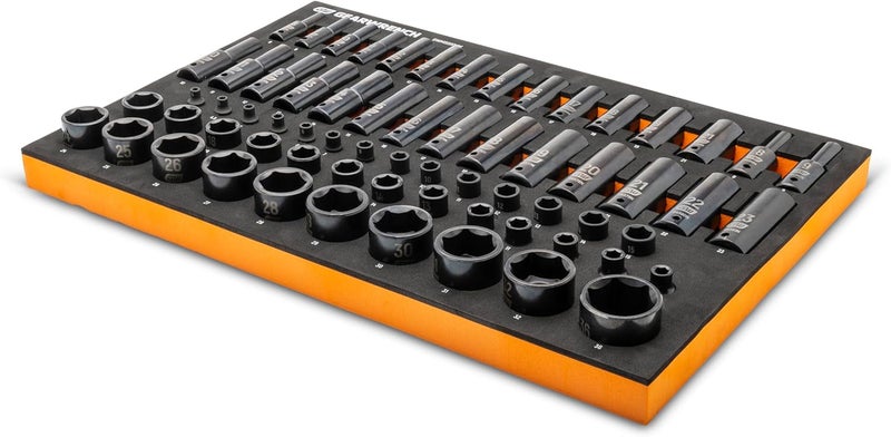 GEARWRENCH 66 Piece 14 38 12 Drive 6 Point Metric Impact Socket Set in Foam Storage Tray  GWMSISKMM - Image 3