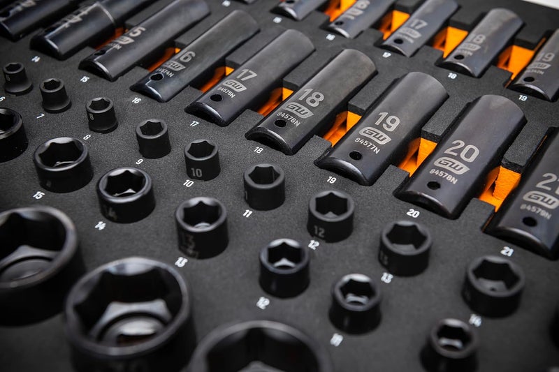 GEARWRENCH 66 Piece 14 38 12 Drive 6 Point Metric Impact Socket Set in Foam Storage Tray  GWMSISKMM - Image 5