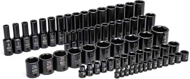 GEARWRENCH 66 Piece 14 38 12 Drive 6 Point Metric Impact Socket Set in Foam Storage Tray  GWMSISKMM - Image 2