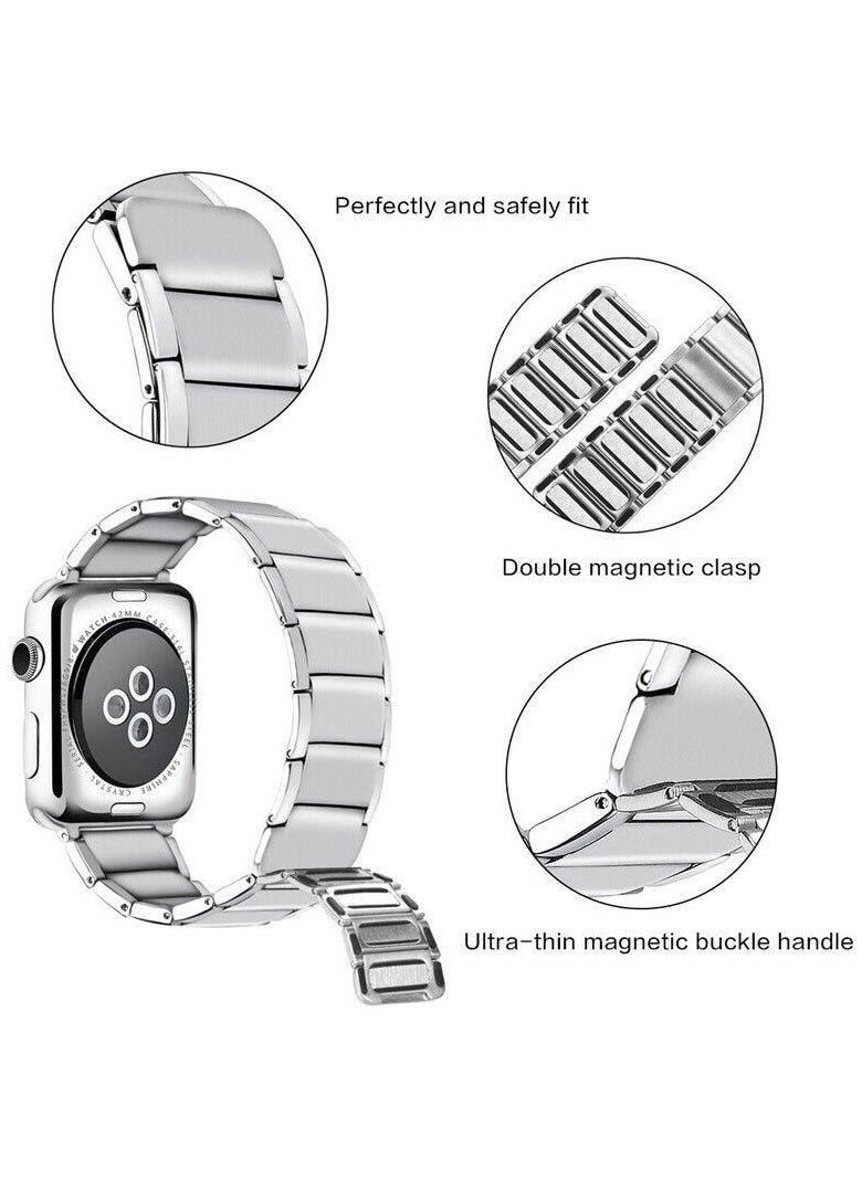 MOCOM Magnetic Metal Loop Strap Stainless Steel Band with Magnetic Closure for Apple Watch 49mm 45mm 44mm 42mm Black  - Image 2