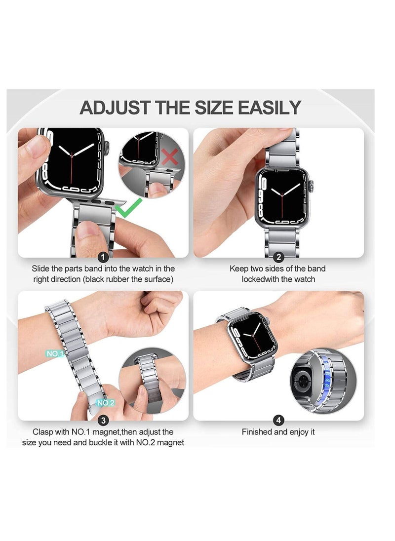 MOCOM Magnetic Metal Loop Strap Stainless Steel Band with Magnetic Closure for Apple Watch 49mm 45mm 44mm 42mm Black  - Image 3
