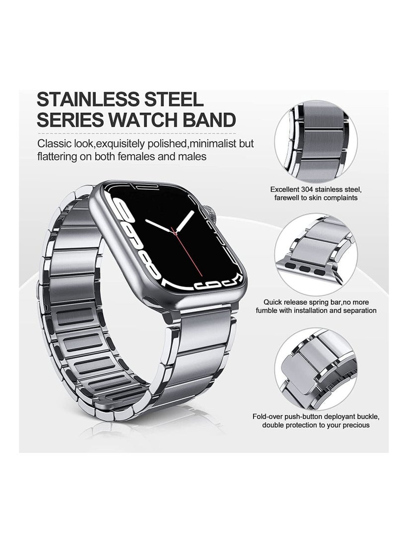 MOCOM Magnetic Metal Loop Strap Stainless Steel Band with Magnetic Closure for Apple Watch 49mm 45mm 44mm 42mm Black  - Image 4