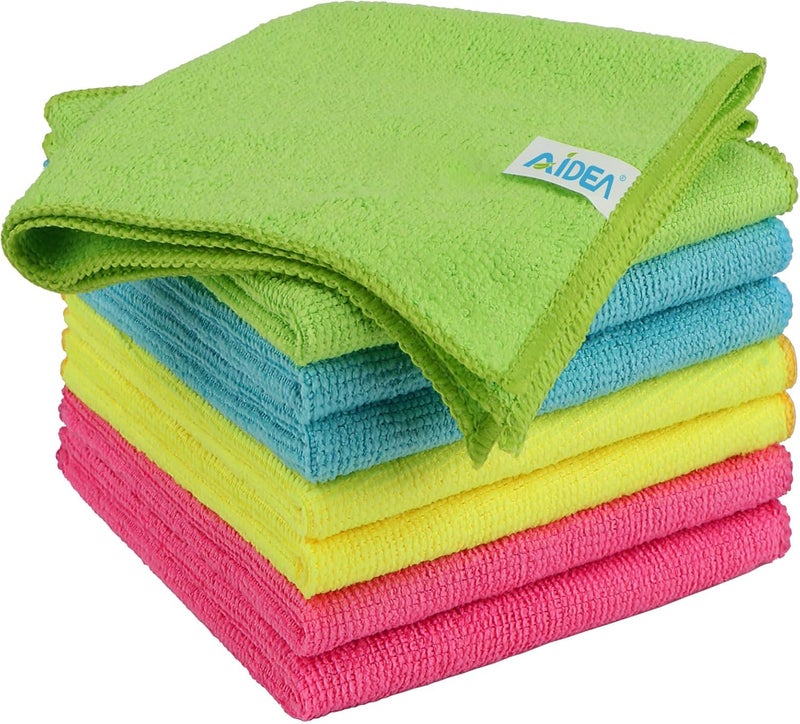 AIDEA Microfibre Cleaning Cloths 8 Pack - Reusable Lint Free Dish Towels - Image 1
